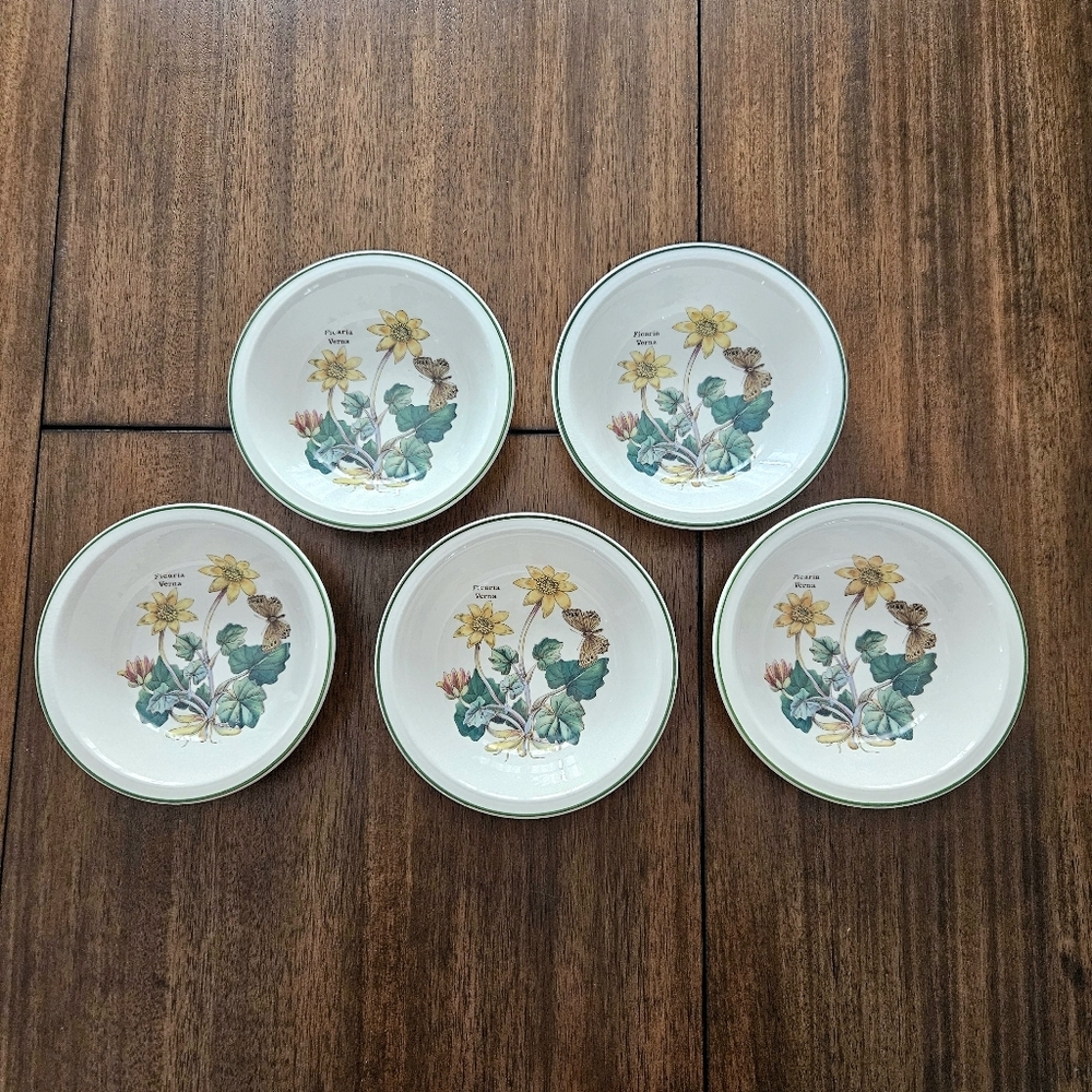 Vintage Wedgwood Enoch Florabunda Ficaria Verna Botanical China Bowls- Set Of 5